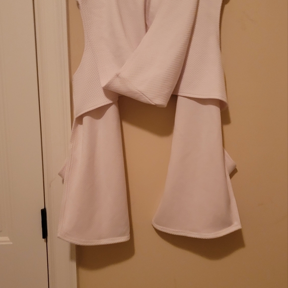 Ava Lea Denim Off White Creme Hooded Sleeveless Half Back Shawl Sweater Top XXL - Picture 2 of 5